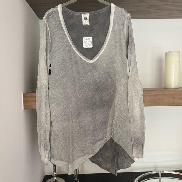 Free People We The Free Long Beach Tee in Acid Wash Grey - Picture 2 of 6